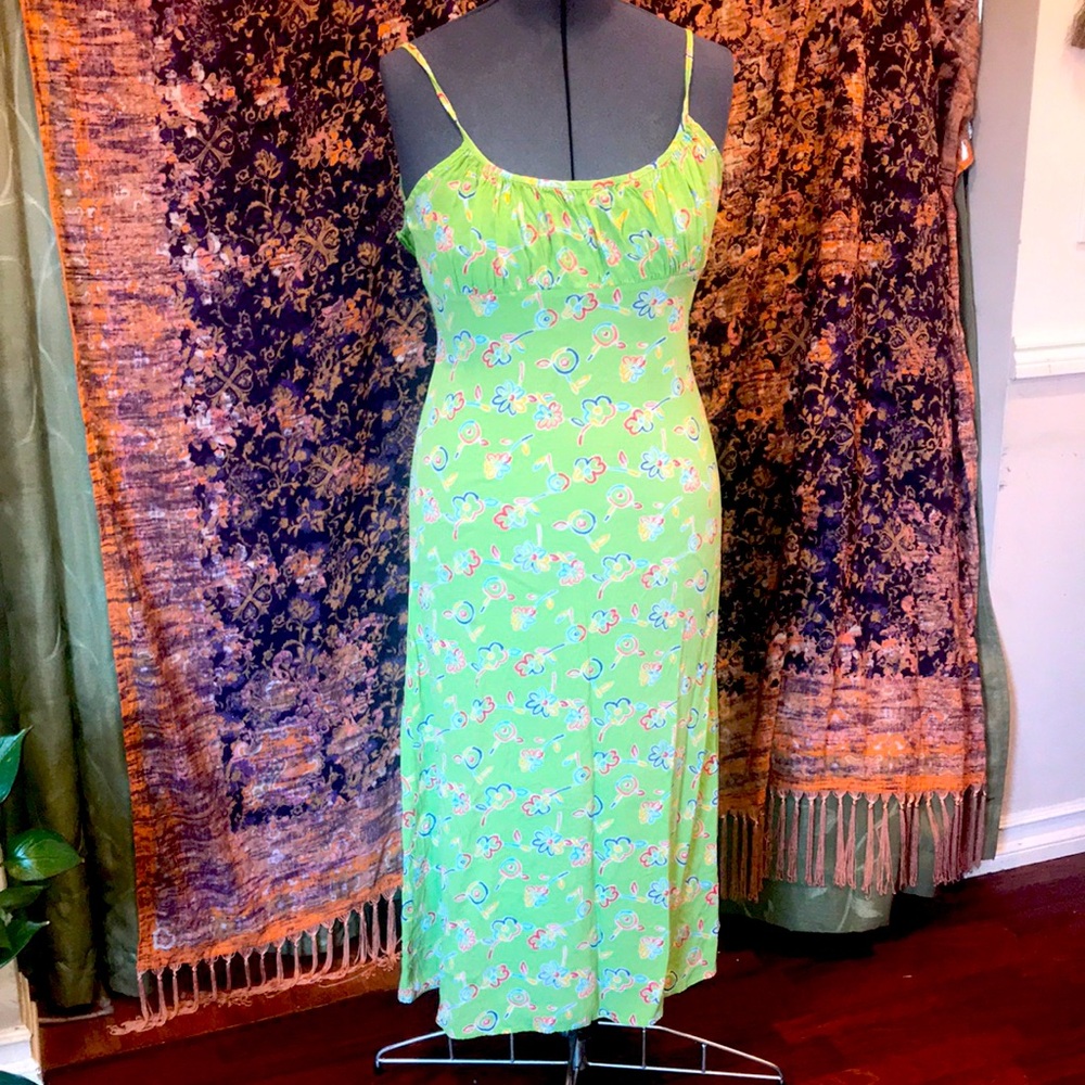 Vintage Lime Green Maxi Dress